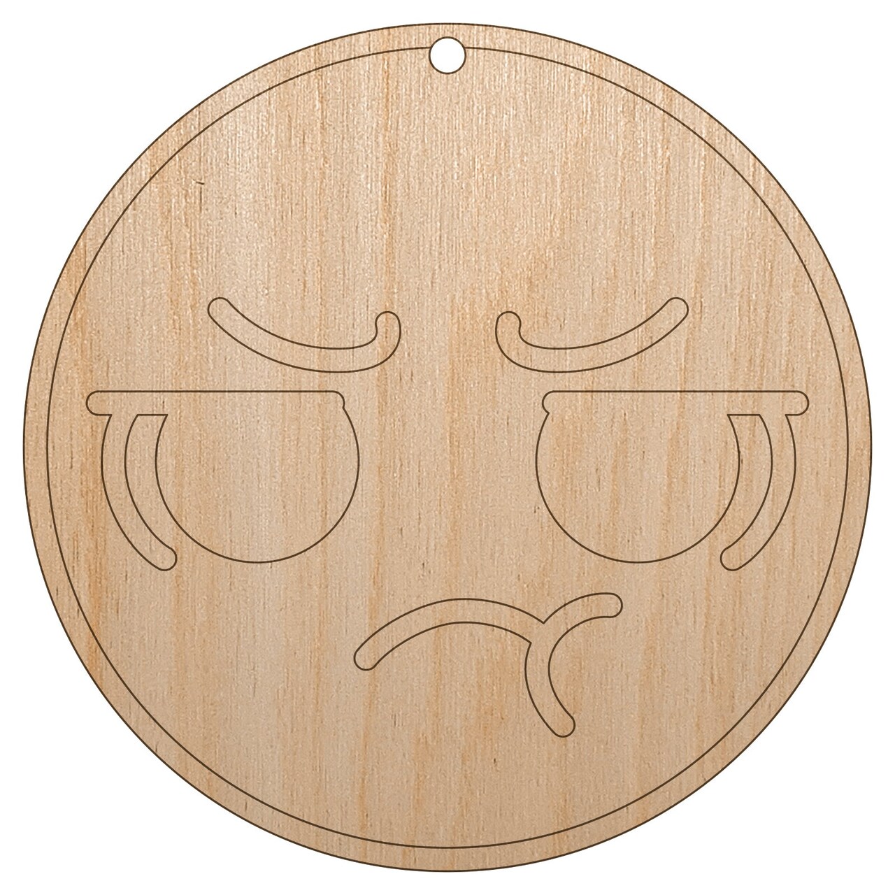 Kawaii Cute Pout Pouting Face Unfinished Craft Wood Holiday Christmas Tree DIY Pre-Drilled Ornament